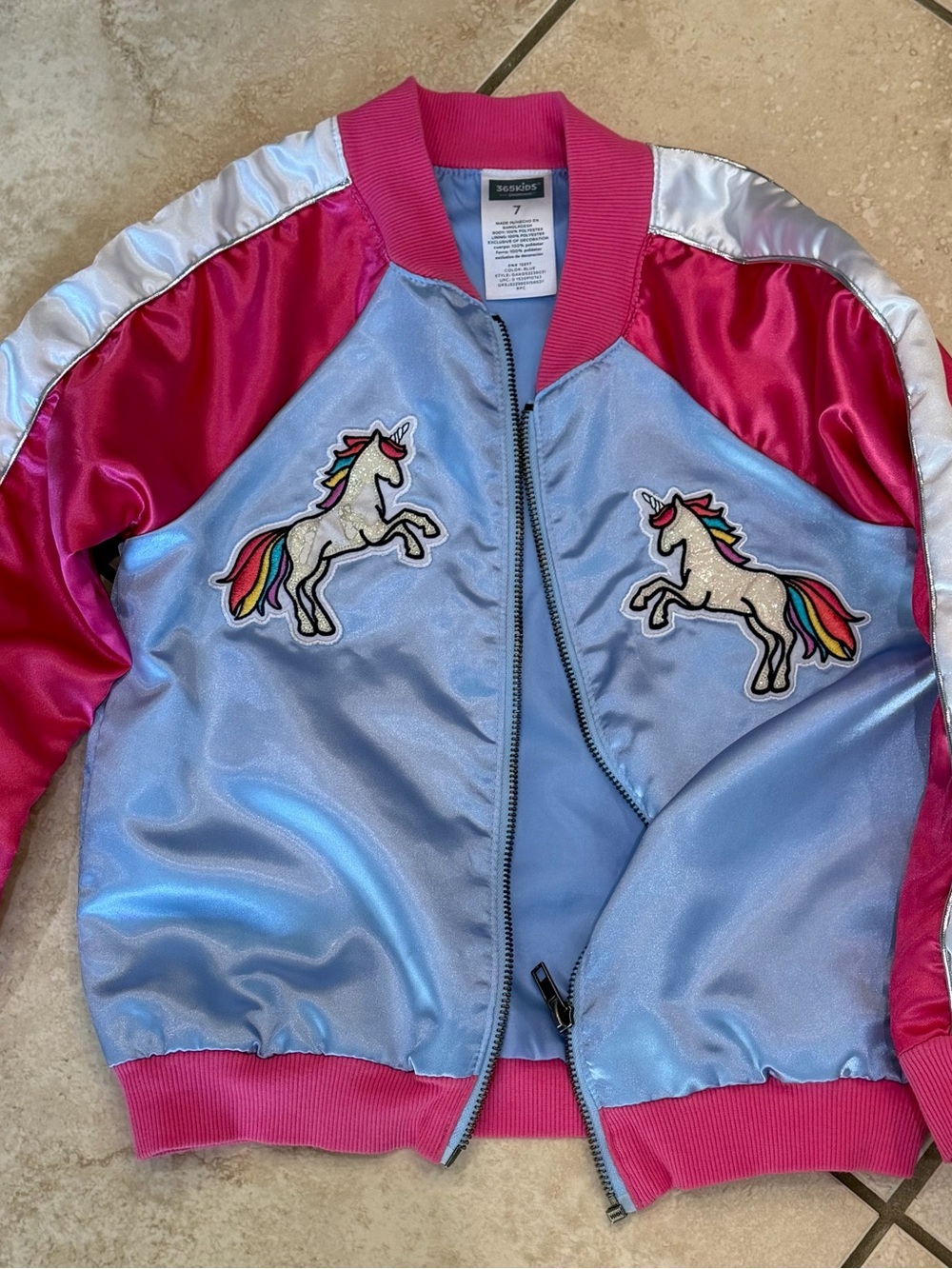 Garanimals Light Blue & Pink Unicorn Bomber Jacket
